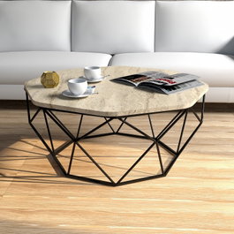 Hanah Home Mesa de centro Diamond Travertino